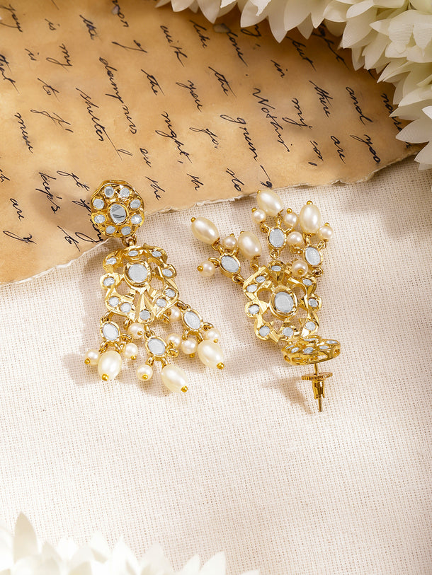 White Beaded Pearl Drop Necklace Set