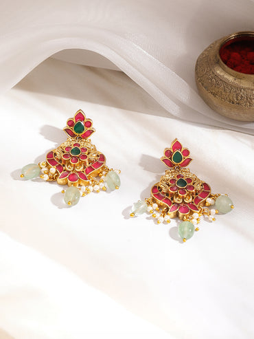 Pink-Green Royal Aura Necklace Set