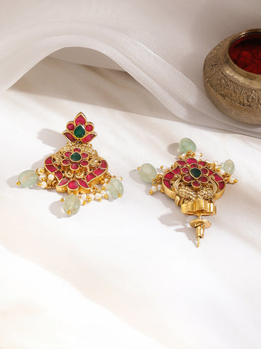 Pink-Green Royal Aura Necklace Set