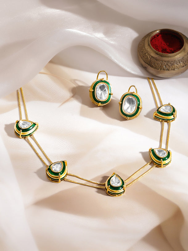 Regal Green Enamel Kundan Choker Set