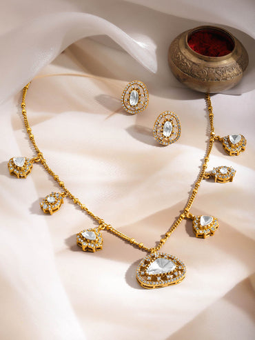 Kundan & Diamond Charm Necklace Set