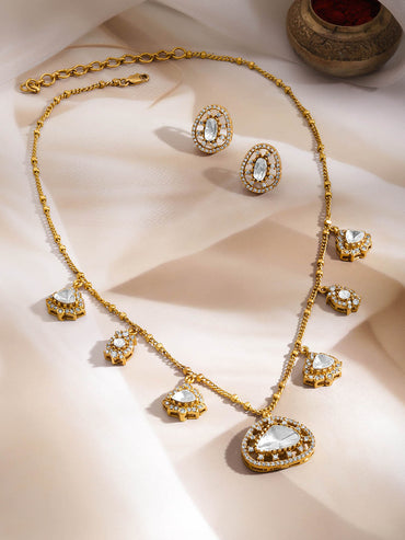 Kundan & Diamond Charm Necklace Set