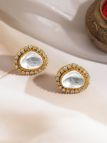 Rubans 18K Gold Plated Brass Kundan Cubic Zirconia Multilayer Necklace Set