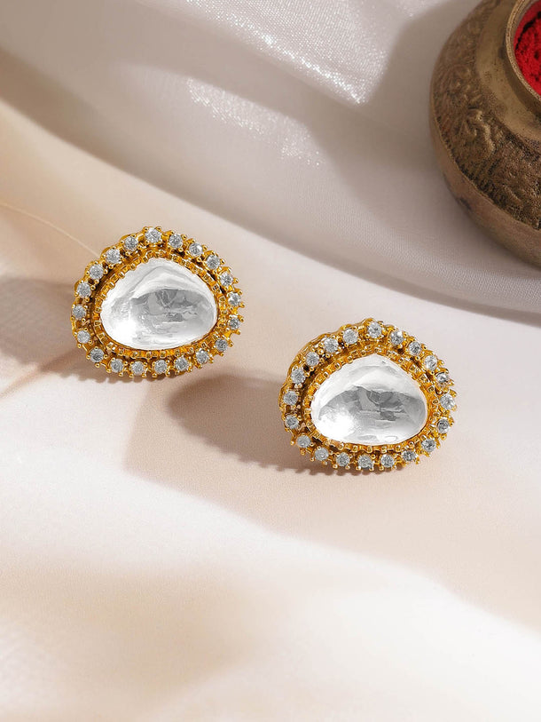 Rubans 18K Gold Plated Brass Kundan Cubic Zirconia Multilayer Necklace Set