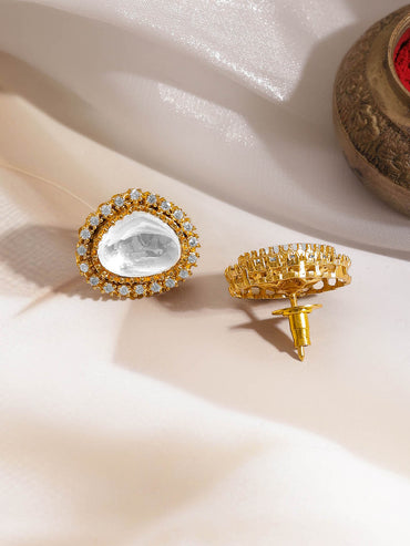 Rubans 18K Gold Plated Brass Kundan Cubic Zirconia Multilayer Necklace Set