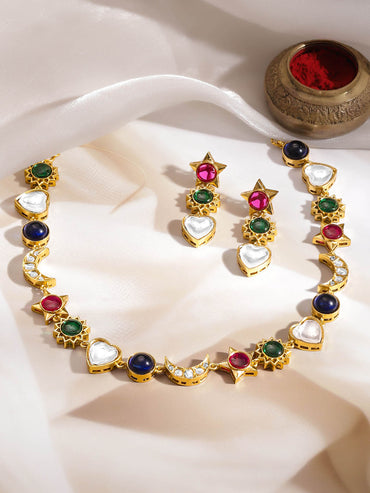 Multi-Charm Kundan Diamond Statement Set