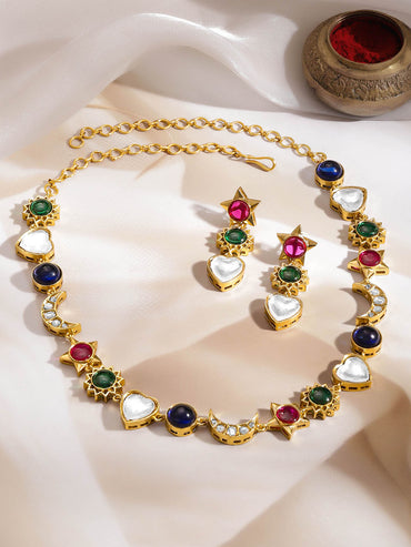 Multi-Charm Kundan Diamond Statement Set