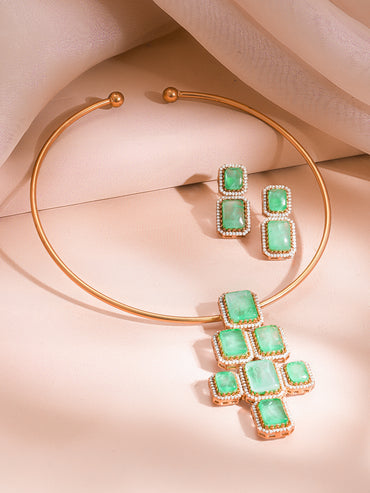 Mint Green Statement Luxe Collar Necklace Set