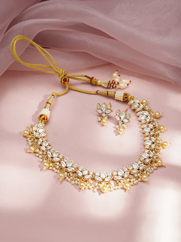 Wedding Bloom Kundan Pearl Necklace Set