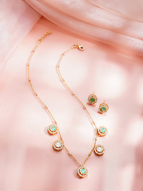 Pastel Green Glow Charm Necklace Set