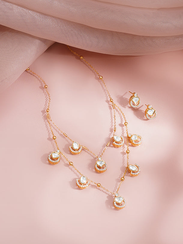 Golden Glow Layered Charm Necklace Set