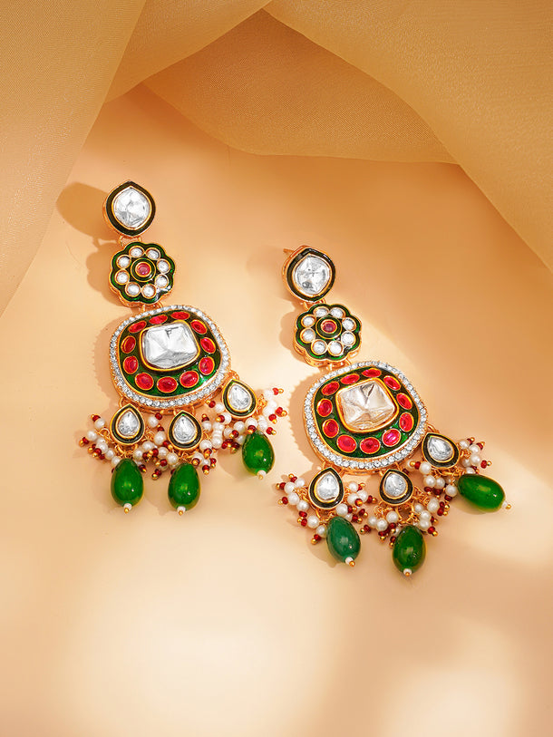 Luxury Wedding Ruby Emerald Kundan Set