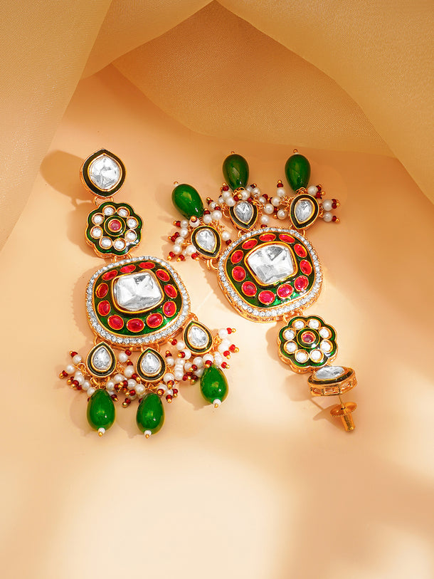Luxury Wedding Ruby Emerald Kundan Set