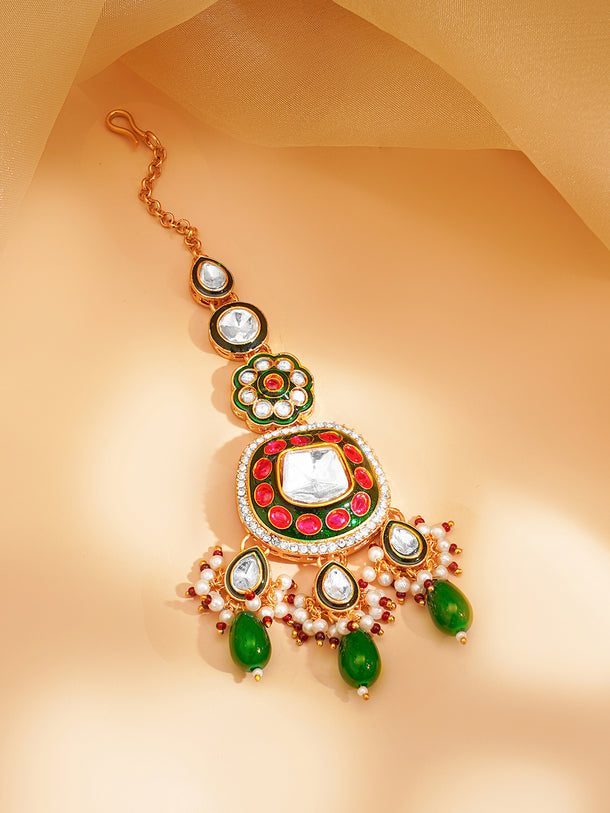 Luxury Wedding Ruby Emerald Kundan Set
