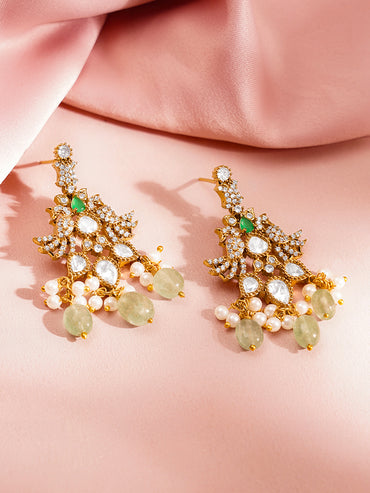 Diamond Shine Pastel Green Statement Necklace Set