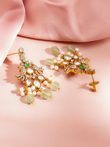 Diamond Shine Pastel Green Statement Necklace Set