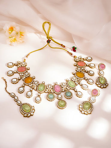 Regal Multicolor Kundan Statement Necklace Set
