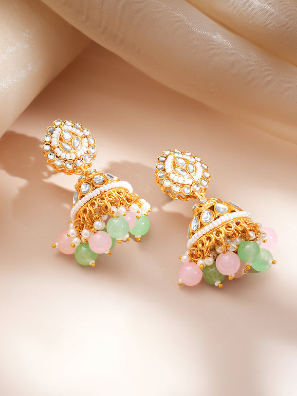 Gold-Plated Kundan Pastel Beaded Choker Jewellery Set