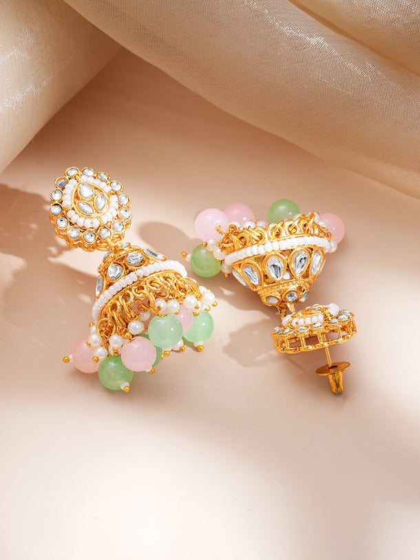 Gold-Plated Kundan Pastel Beaded Choker Jewellery Set
