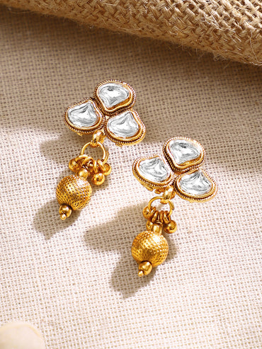 Gold Plated Teardrop Kundan Choker Necklace Set