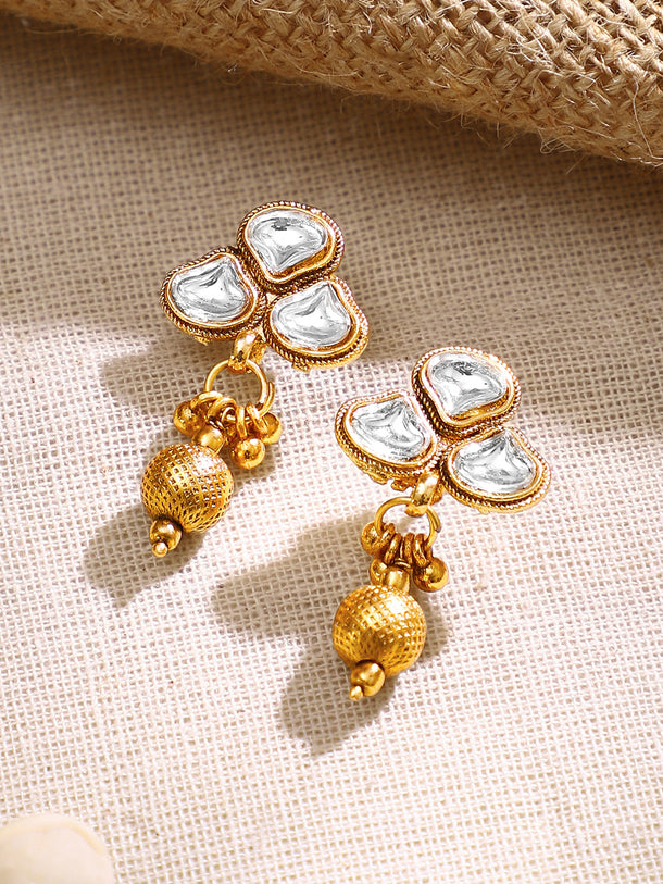 Gold Plated Teardrop Kundan Choker Necklace Set