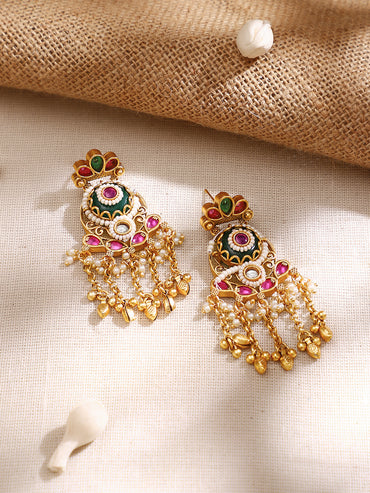 Gold Plated Pearl Layered Bead Pendant Necklace Set