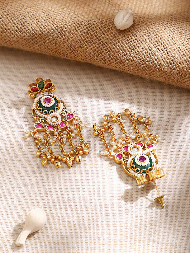 Gold Plated Pearl Layered Bead Pendant Necklace Set