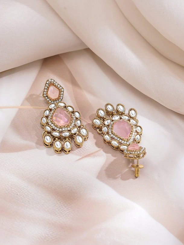 Gold Plated Blush Rose Kundan Choker Set