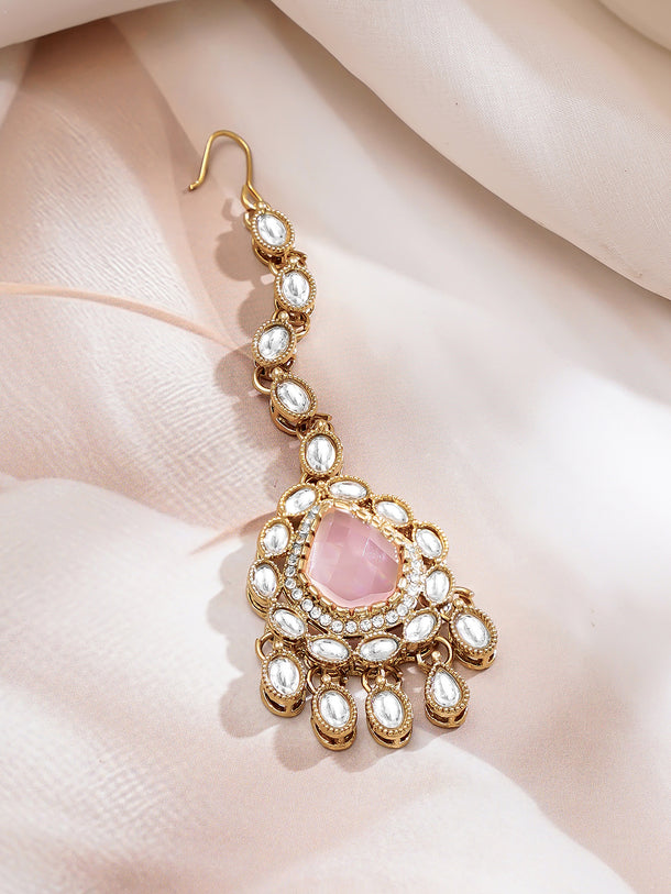 Gold Plated Blush Rose Kundan Choker Set