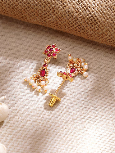 Gold Plated Ruby Dew Kemp Pearl Cascade Choker Set