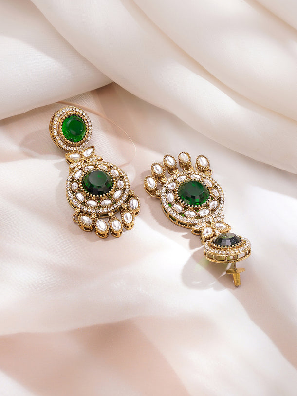Gold Plated Royal Emerald Kundan Choker Set