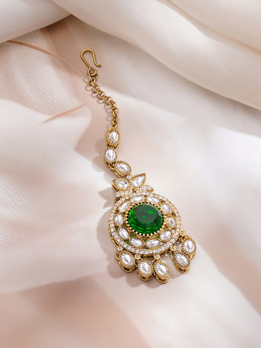 Gold Plated Royal Emerald Kundan Choker Set