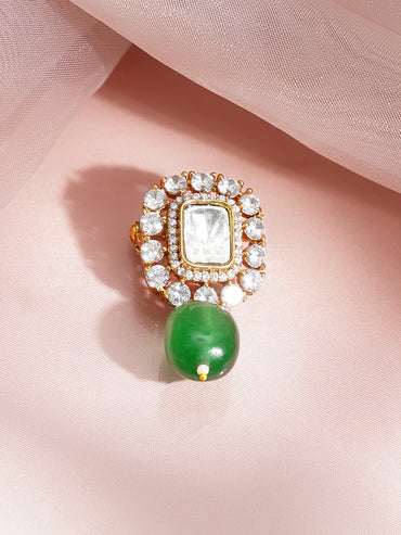 American Diamond Green Drop Brooch