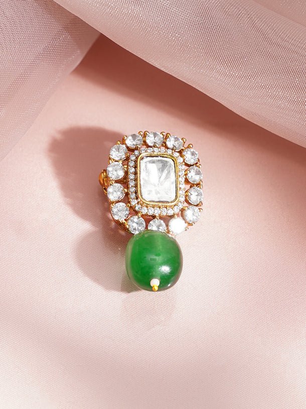 American Diamond Green Drop Brooch