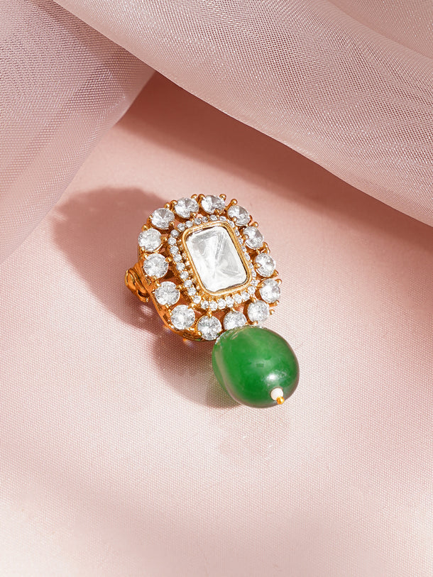 American Diamond Green Drop Brooch