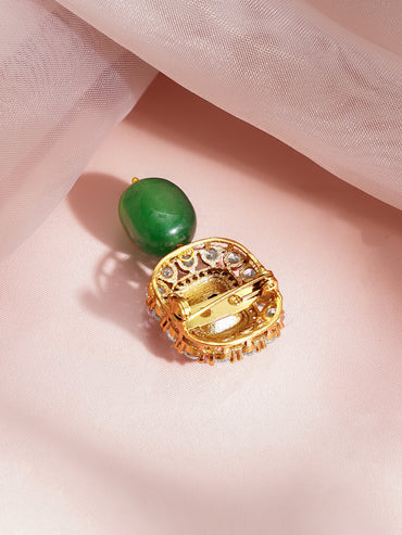 American Diamond Green Drop Brooch