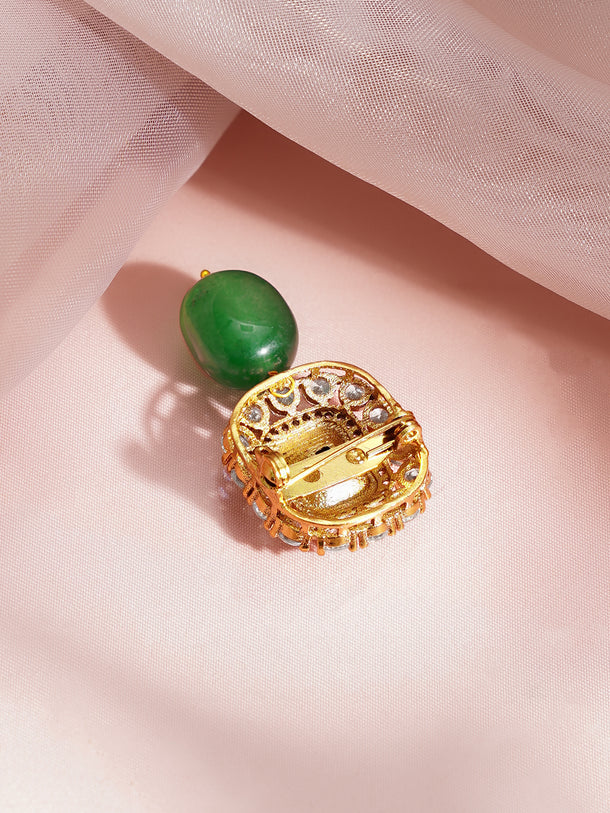 American Diamond Green Drop Brooch