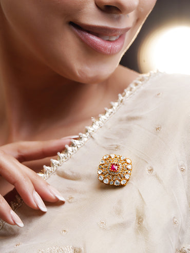 Signature Luxe Ruby & CZ Classic Brooch