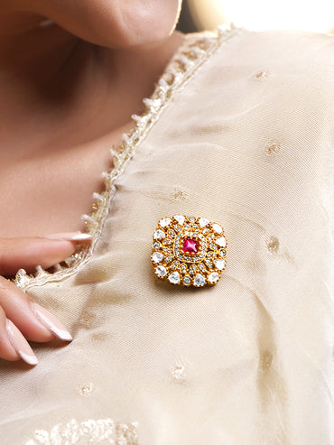 Signature Luxe Ruby & CZ Classic Brooch