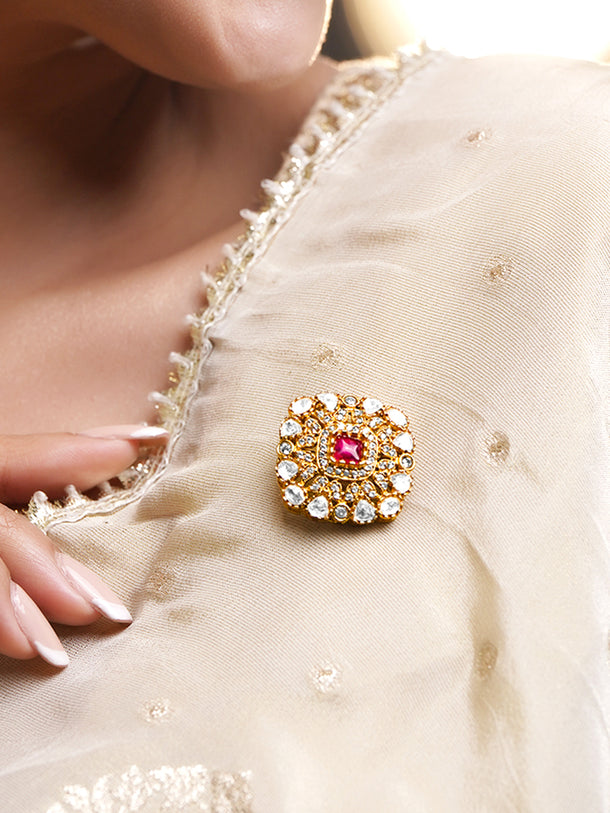 Signature Luxe Ruby & CZ Classic Brooch