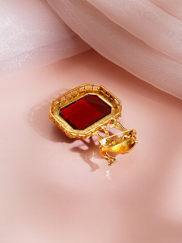 Ruby Red Crystal Camel Motif Statement Brooch