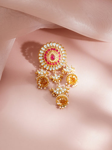 Gold Plated Kundan Floral Hair Accessories