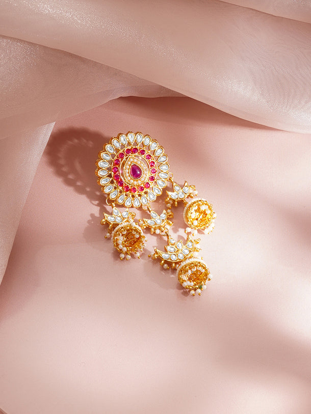 Gold Plated Kundan Floral Hair Accessories