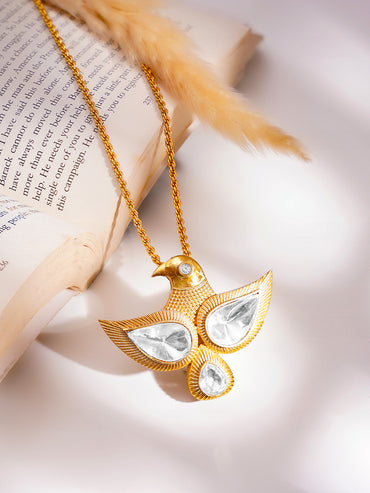 Golden Bird Statement Pendant Necklace