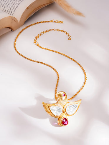 Golden Bird Kundan Statement Pendant