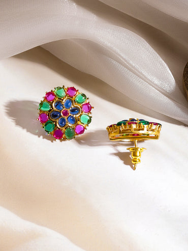Gold Plated Multicolor Crystal Peacock Pendant Necklace Set