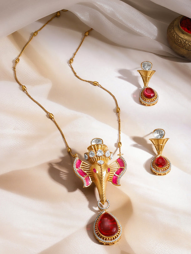 Divine Glow Ganesha Pendant Set
