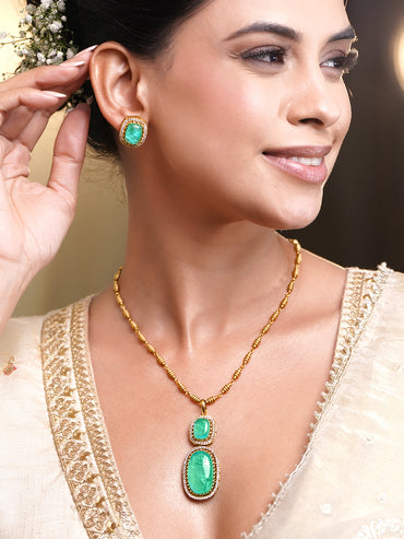 Luxe Emerald Statement Pendant Set