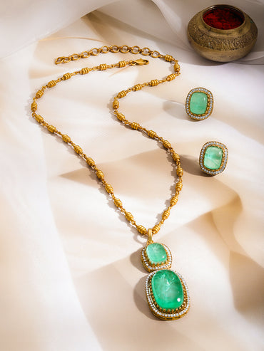 Luxe Emerald Statement Pendant Set