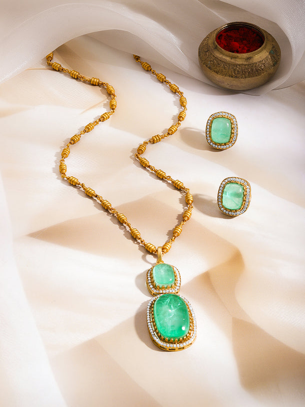 Luxe Emerald Statement Pendant Set